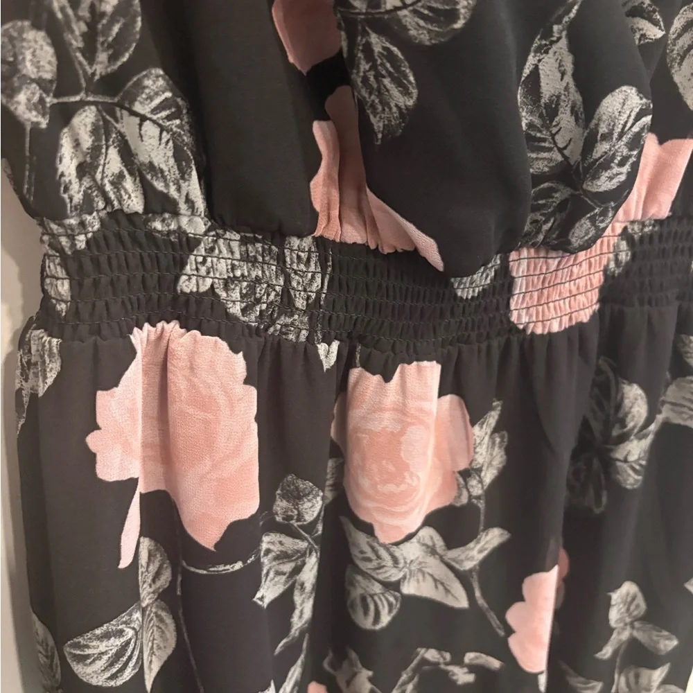 GUESS FLORAL PINK AND BLACK DRESS - Picture 3 of 7